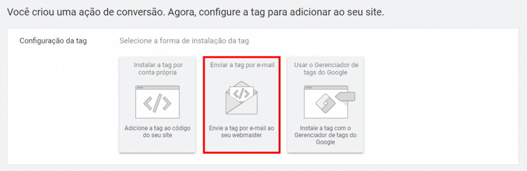 Imagem 8: Criação Tag de Conversão do Google Ads.