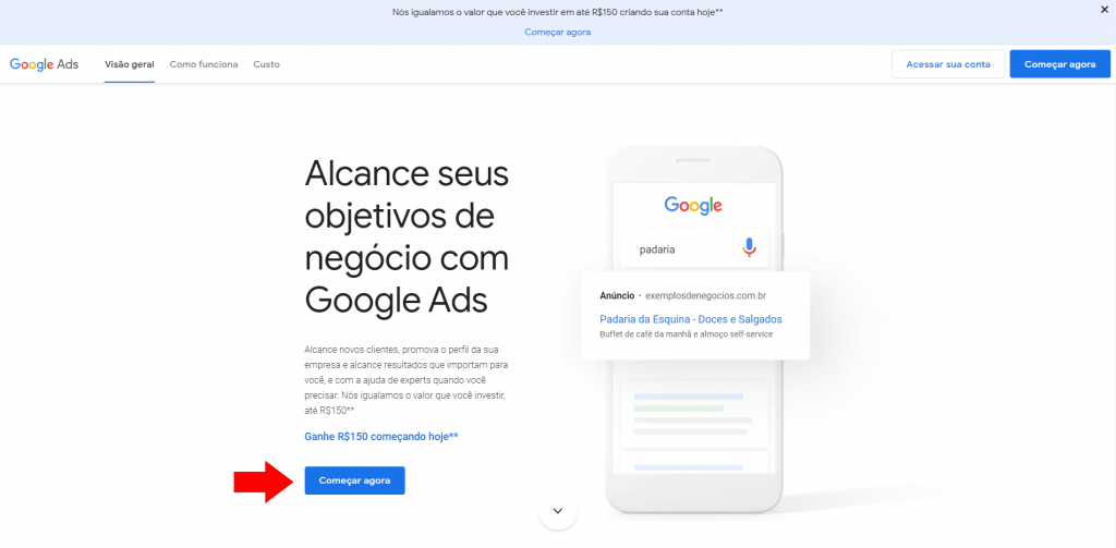 Imagem 1: Cupom Google Ads R$150